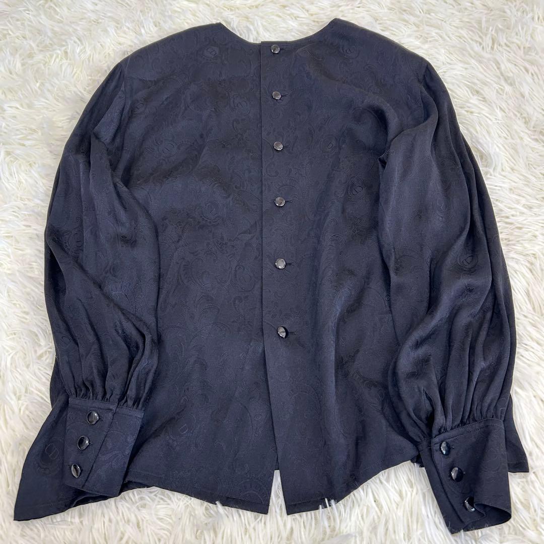 【Christian Dior】 CD シルク100% バックボタン ブラウス