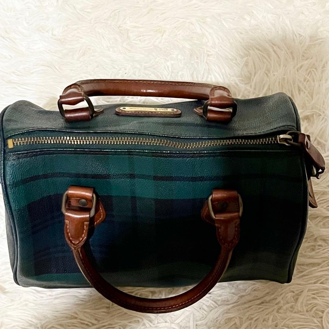 ポロ ラルフローレン　ミニ ボストンバッグ　ハンドバッグ　チェック柄　PVC