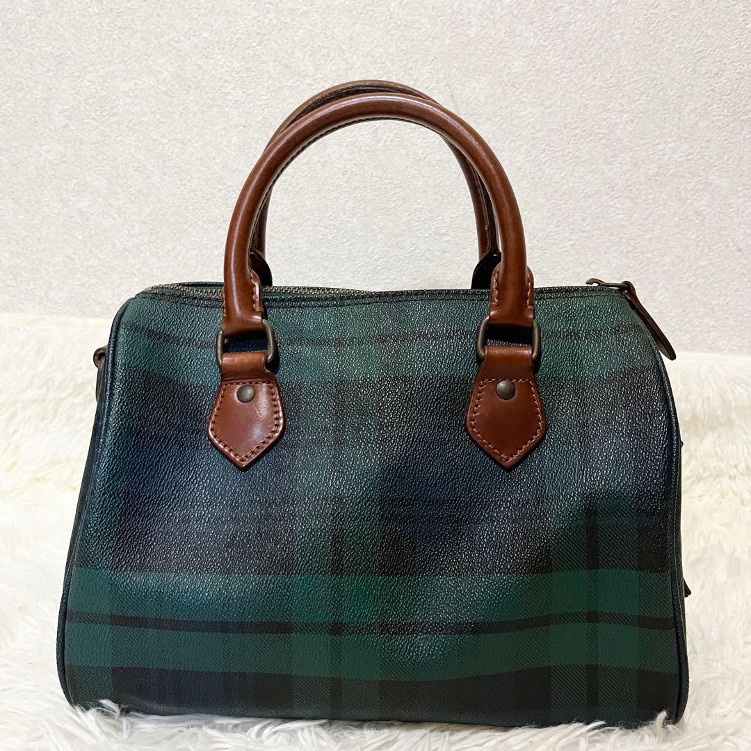 ポロ ラルフローレン　ミニ ボストンバッグ　ハンドバッグ　チェック柄　PVC