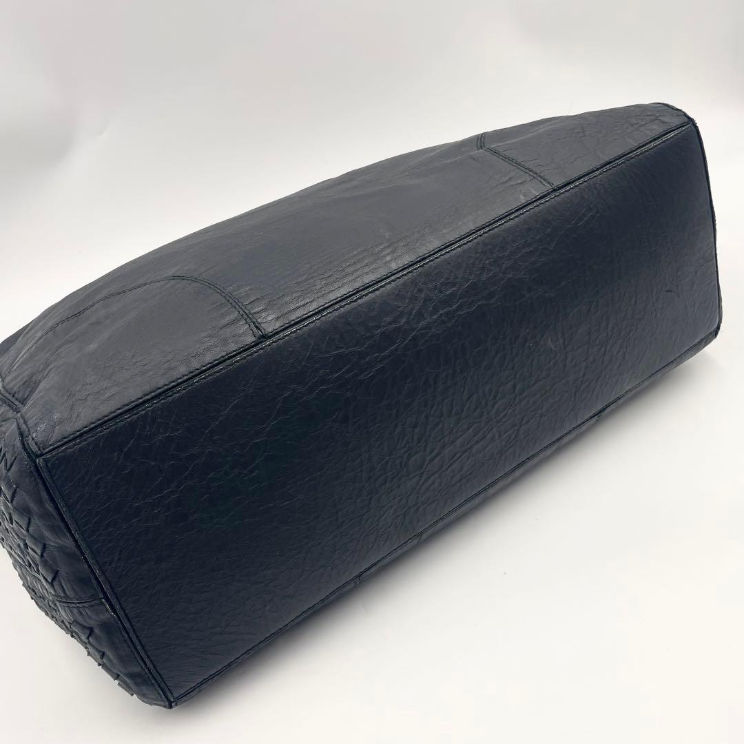 【美品】ボッテガ トートバッグ スコルピート イントレチャート大容量 メンズ 黒