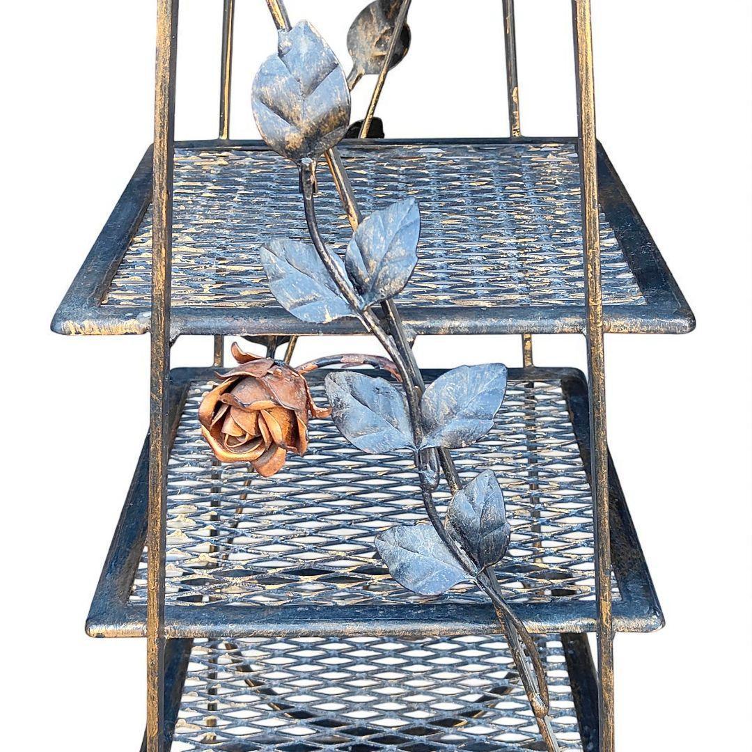 ローズ　アイアンラック　ルームシューズラック　タイル　アンティーク　カントリー