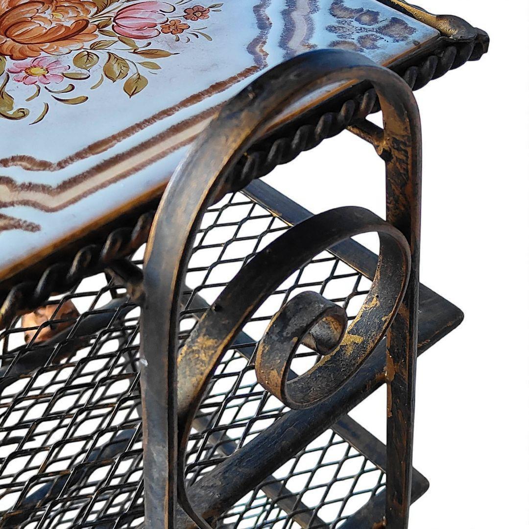 ローズ　アイアンラック　ルームシューズラック　タイル　アンティーク　カントリー