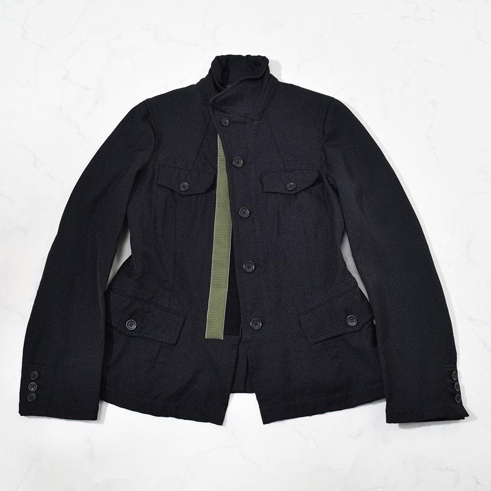 archive ブラックコムデギャルソン ポリ縮絨 ベルクロ ジャケット M 黒