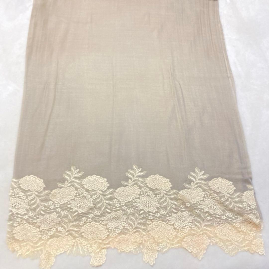 ヴィンテージシェイズ 高級レース付ストール シルク&ウール 異素材デザイン