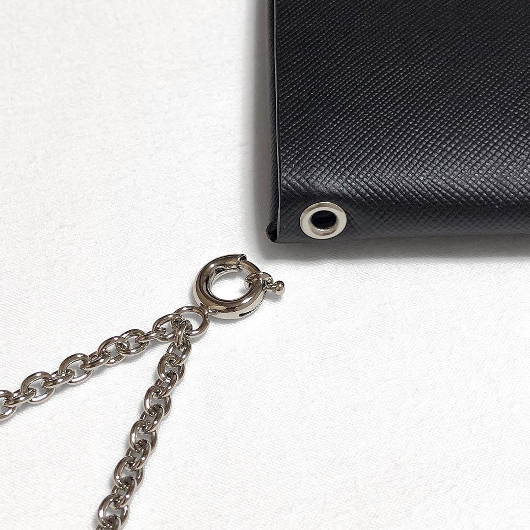 【新品未使用】メゾンマルジェラ チェーンネックウォレット レザーケース 財布 黒