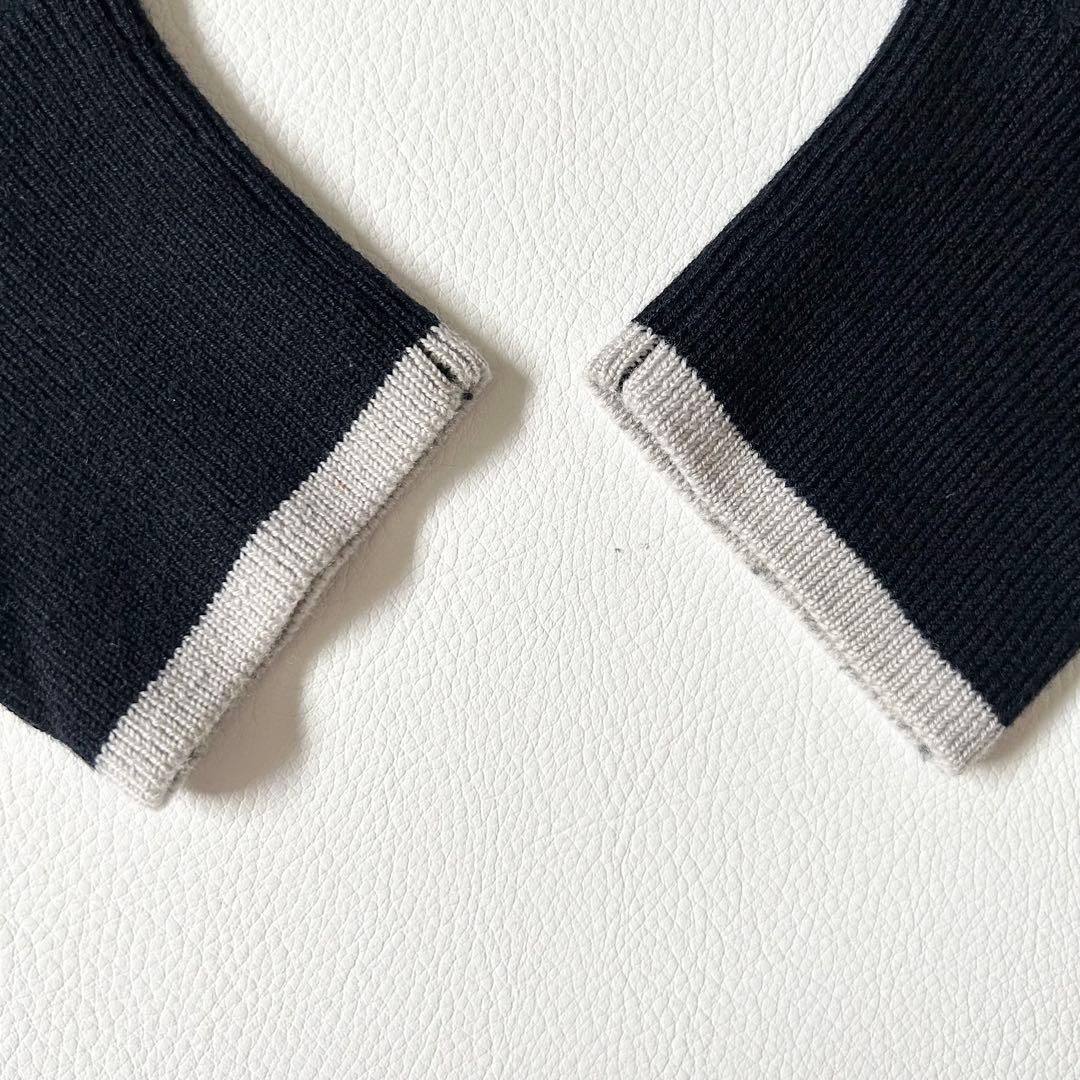 3126y美品 エンフォルド バイカラー配色ワイドフレアニット M 紺色