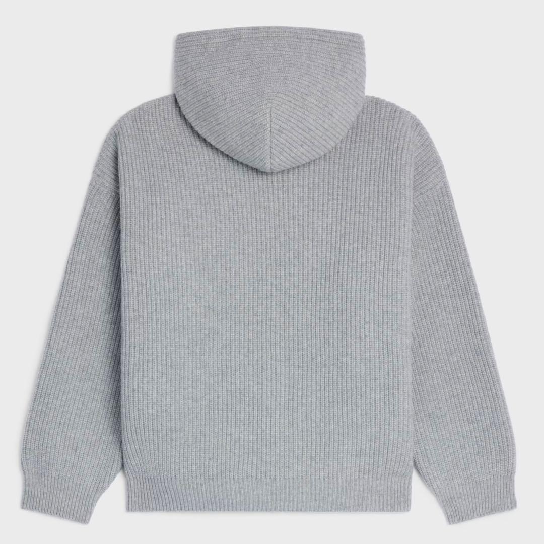 CELINE グレー フード付き　パーカー　セーター　ニット　ウール