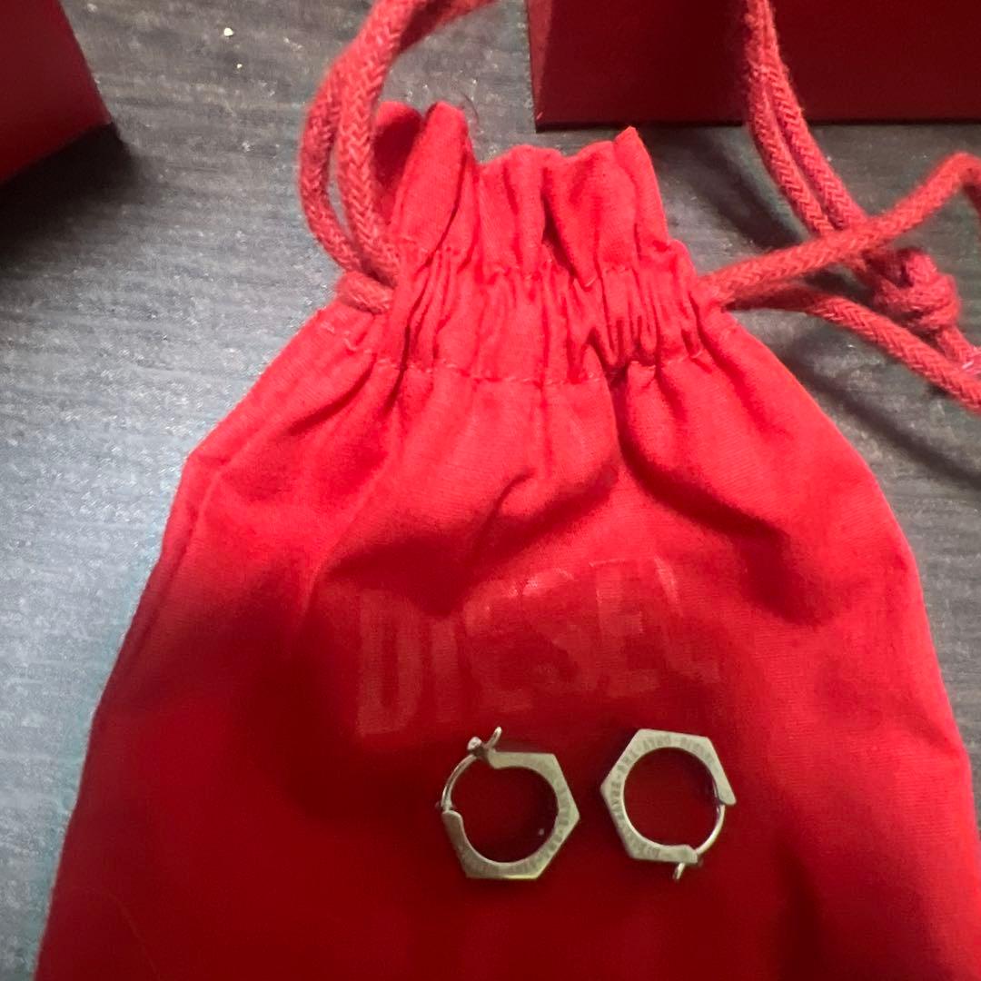 DIESEL シルバー フープピアス