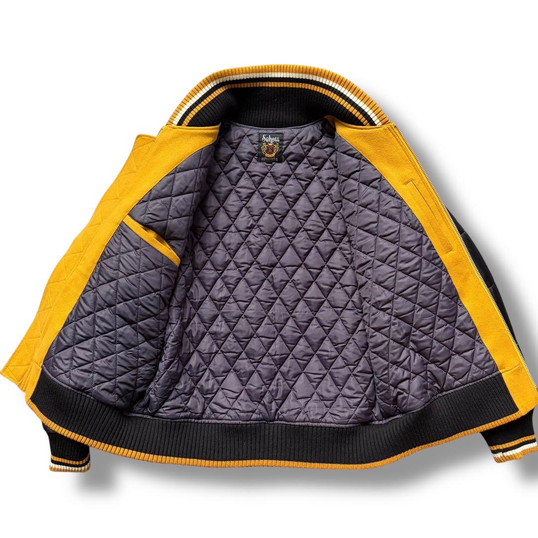 XL 極美品 ショット スタジャン ワッペン キルティング ウール ナイロン