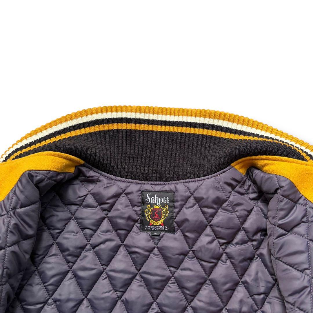 XL 極美品 ショット スタジャン ワッペン キルティング ウール ナイロン