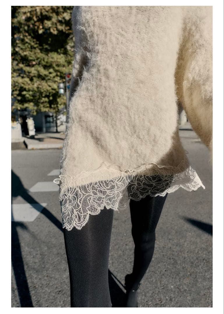 ZARA レースコンビニットセーター　S