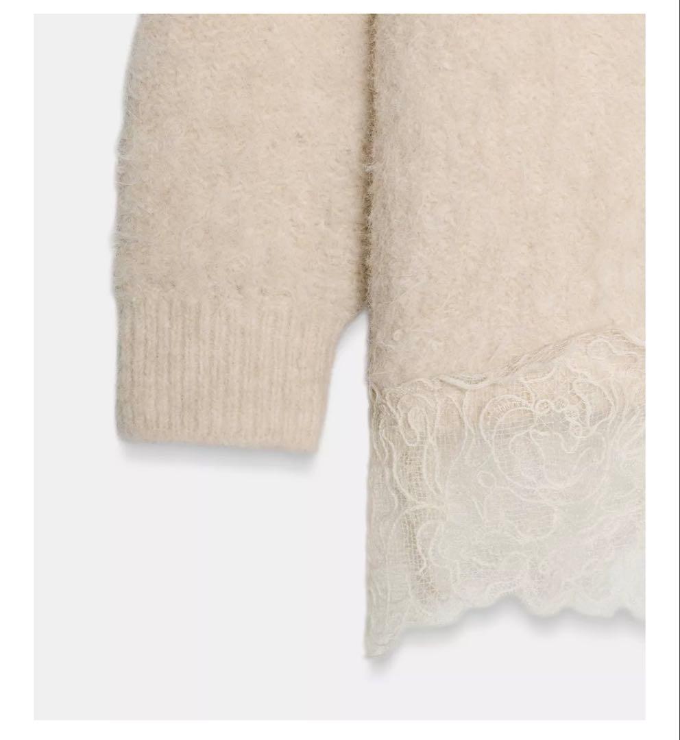 ZARA レースコンビニットセーター　S
