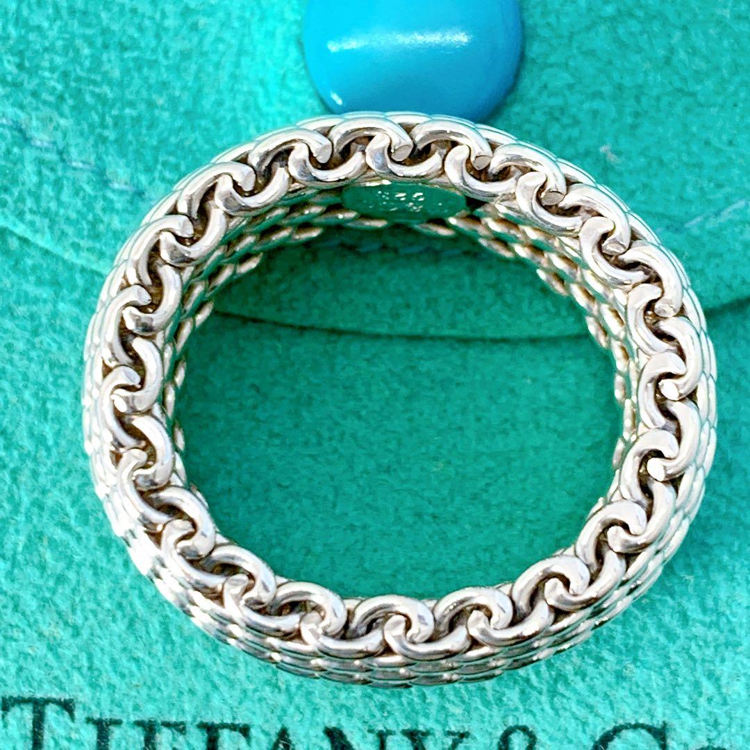 美品 ティファニー サマセット メッシュ リング 約12号 シルバー925