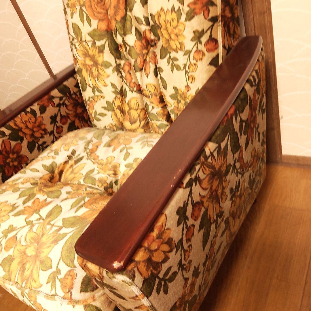 ぷ*ん様 昭和レトロ 花柄 1人掛け ソファ 椅子 チェア ソファー 大柄