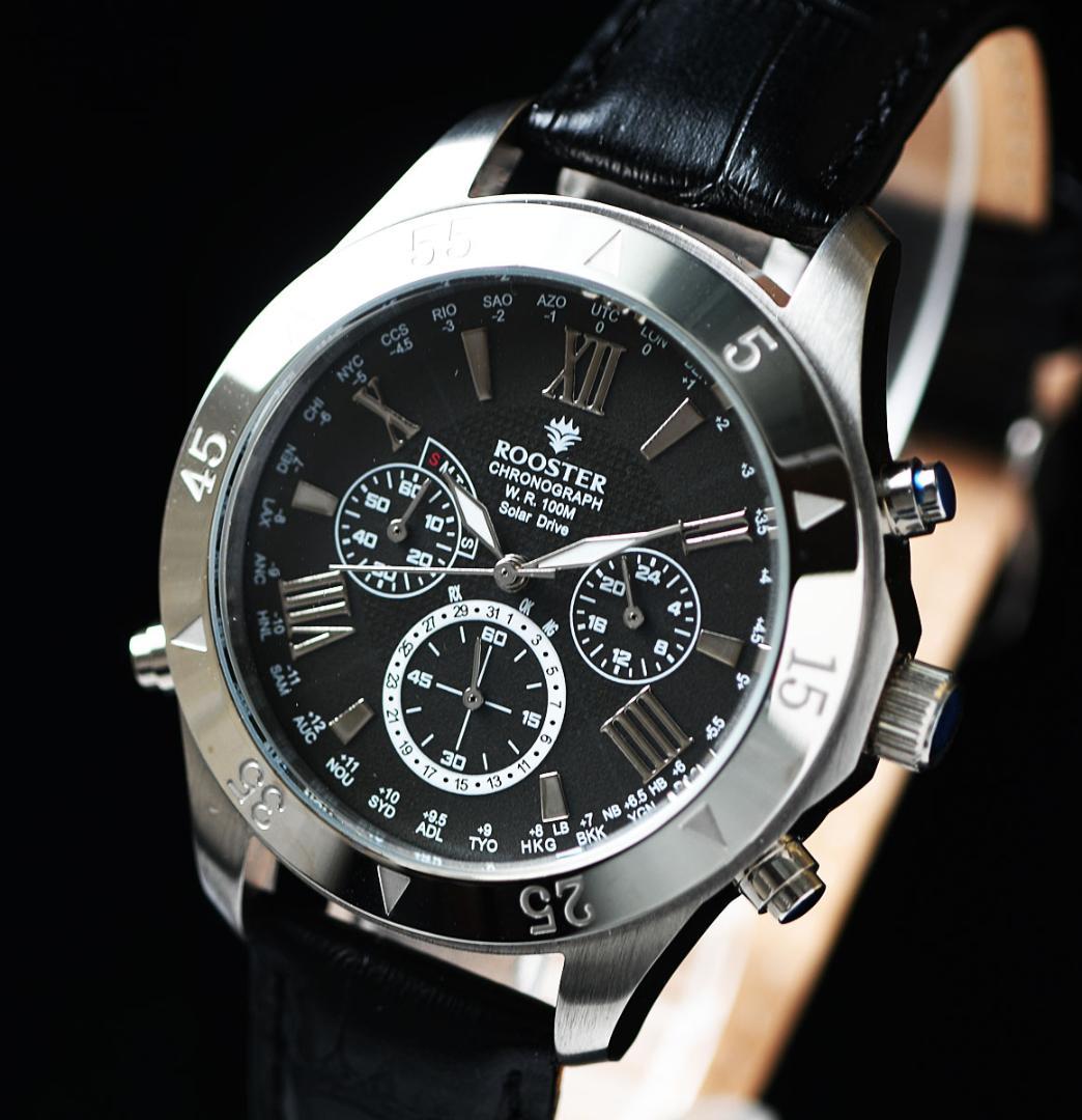 電波ソーラー腕時計100m防水メンズ新品未使用 本革ベルト世界限定500本