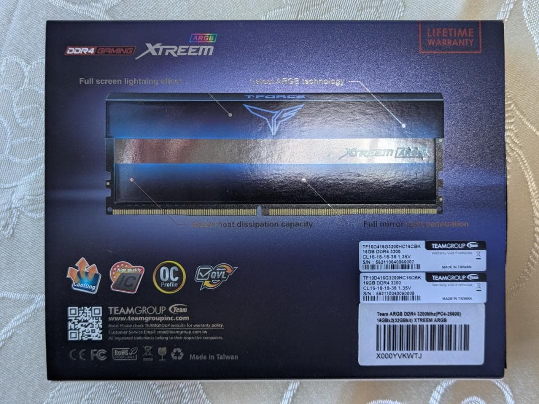 ふ*ゆ様 Team ARGB DDR4 3200MHz 16GBx2(32GBk