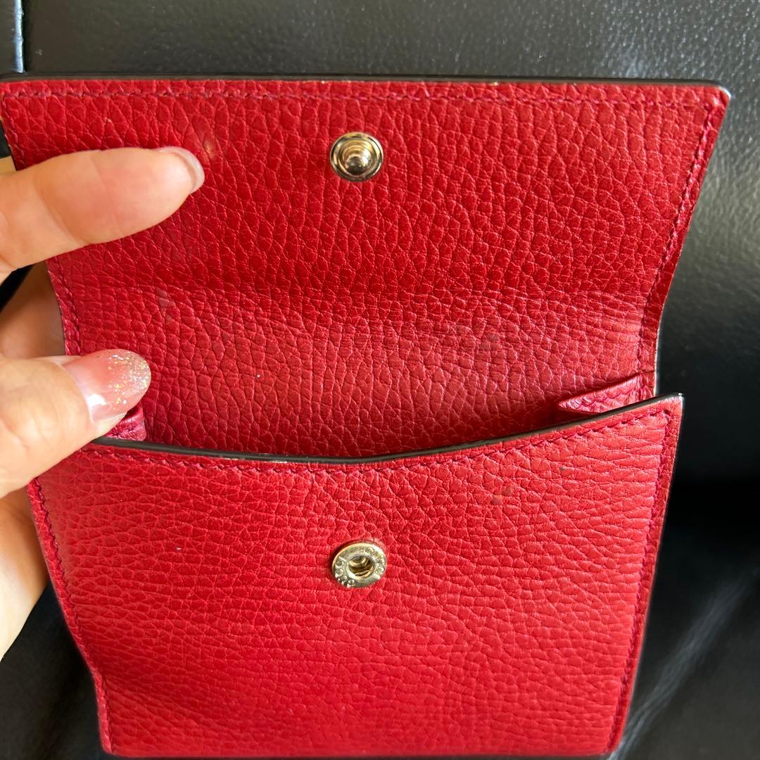 GUCCI レザー 二つ折り財布 レッド