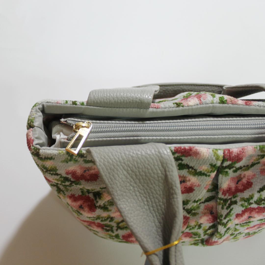 【新品タグ付】FEILER フェイラー ハンドバッグ 花柄 グレー シュニール織