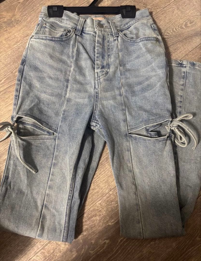 RESEXXY カットアウトリボンデニムパンツ アイスブルー S 即日発送️⭕️