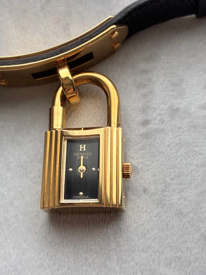 HERMES エルメス　ケリーウォッチ　ブラックレザー