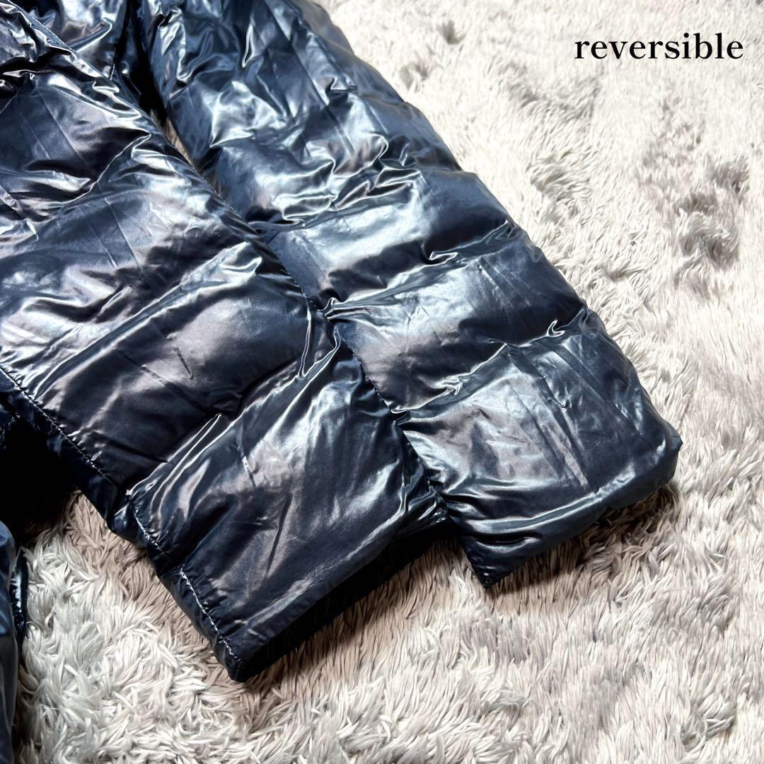 ヘルノ　リバーシブル　ダウンコート　洗えるダウン　40 Mサイズ　紺　極美品