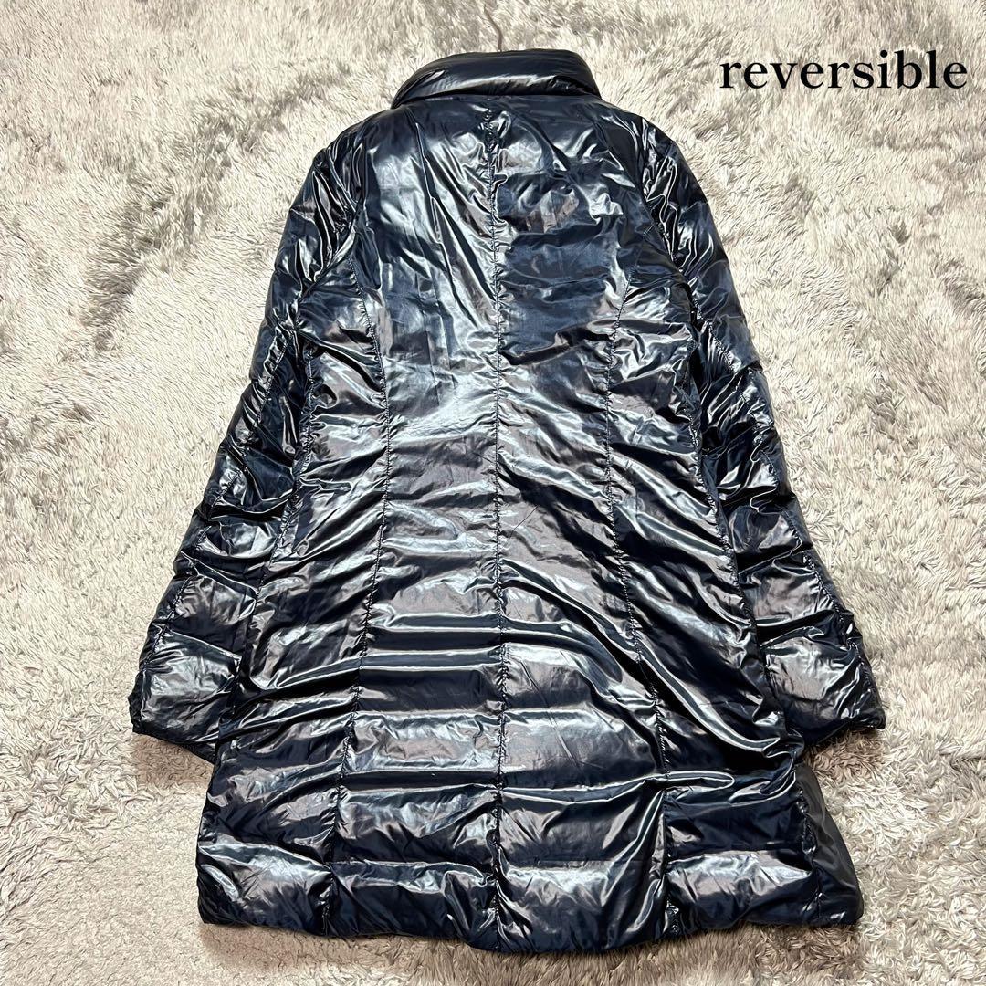 ヘルノ　リバーシブル　ダウンコート　洗えるダウン　40 Mサイズ　紺　極美品