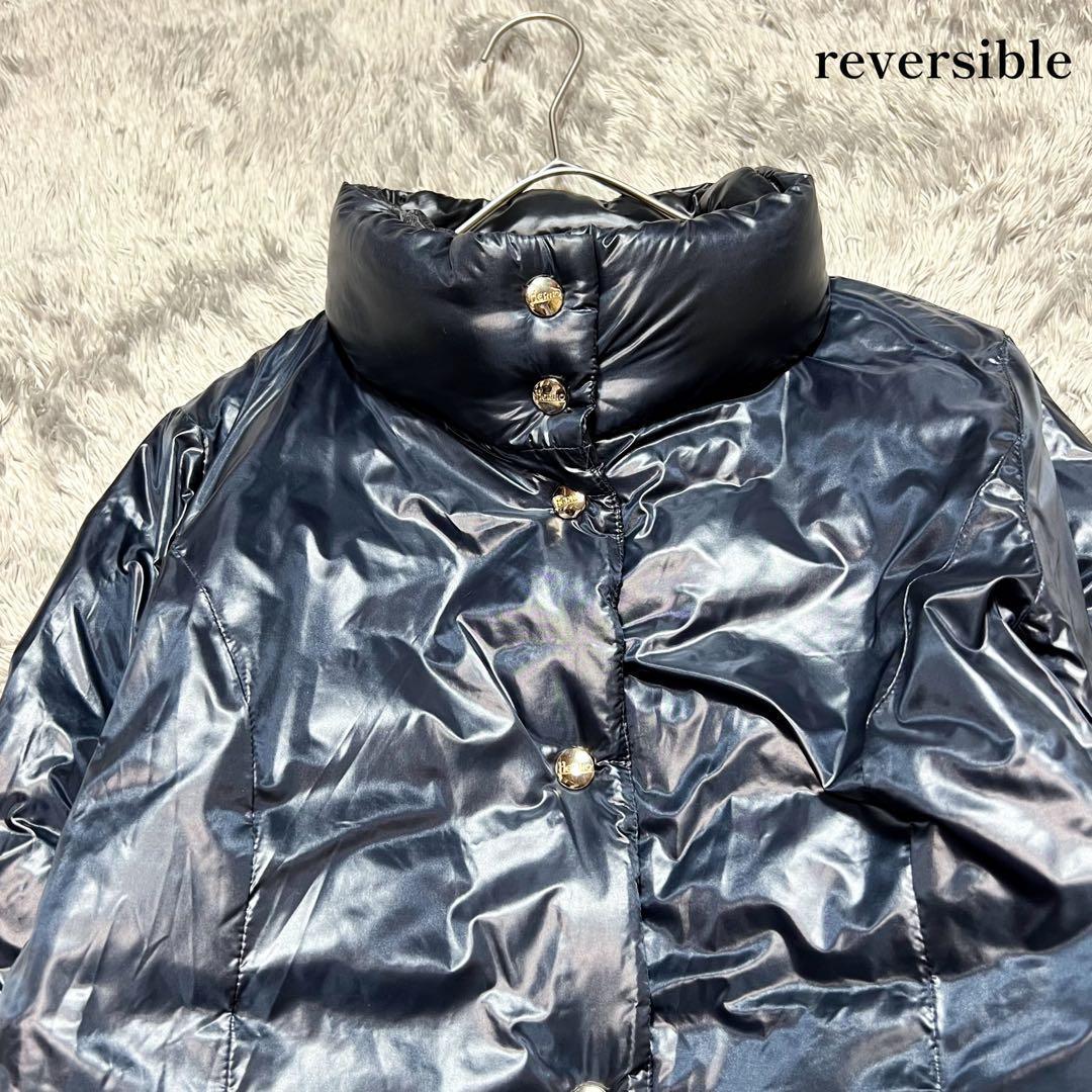 ヘルノ　リバーシブル　ダウンコート　洗えるダウン　40 Mサイズ　紺　極美品