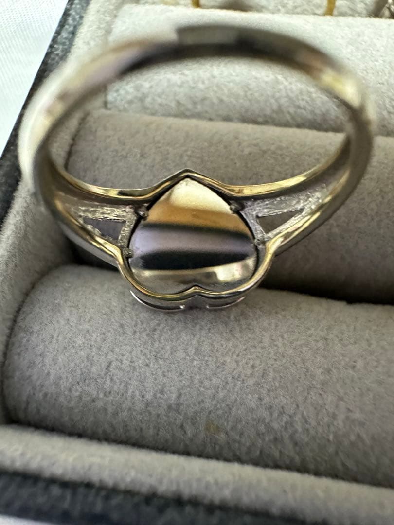 ハート型k18WGホワイトゴールドリング0.1ct 約4.3g