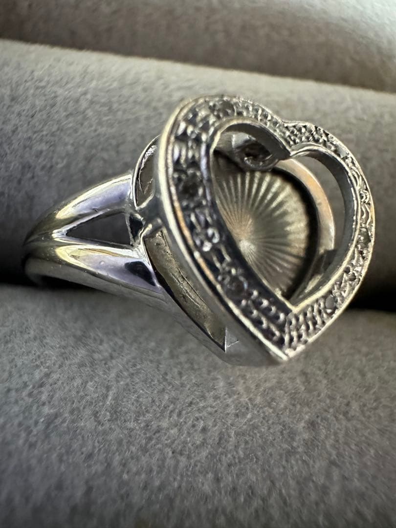 ハート型k18WGホワイトゴールドリング0.1ct 約4.3g