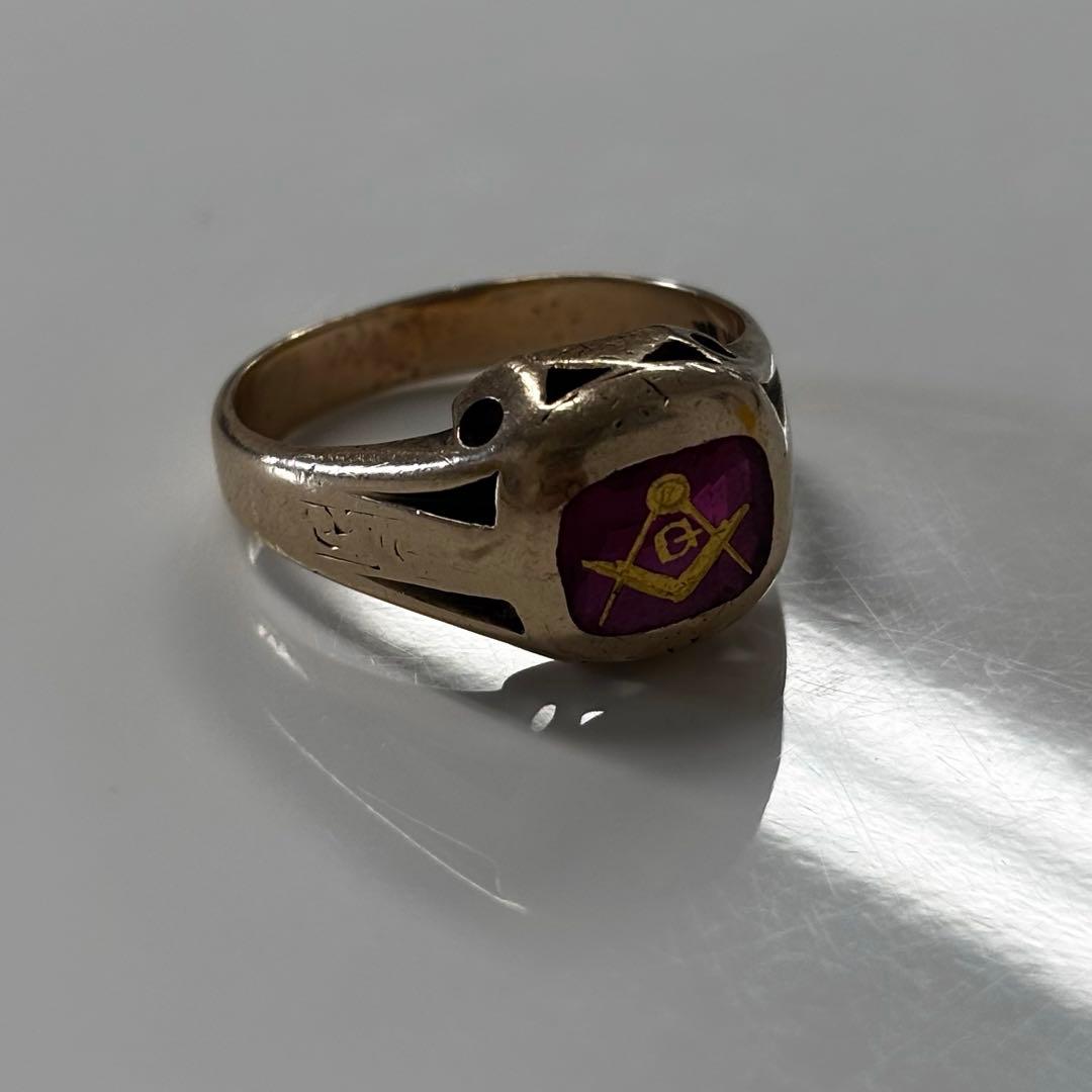 フリーメイソン ヴィンテージリング シグネットリング 21.5号 10k