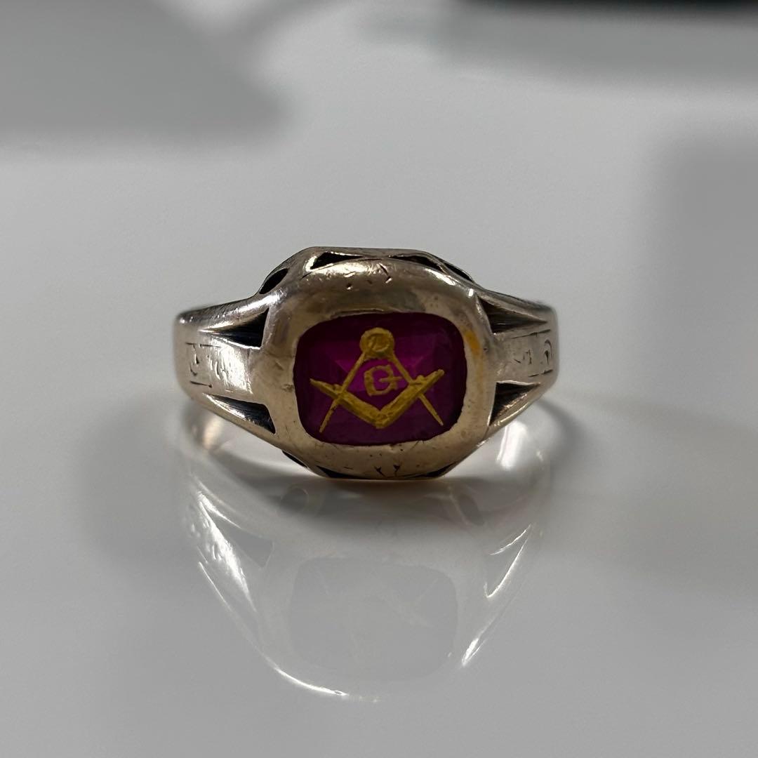 フリーメイソン ヴィンテージリング シグネットリング 21.5号 10k