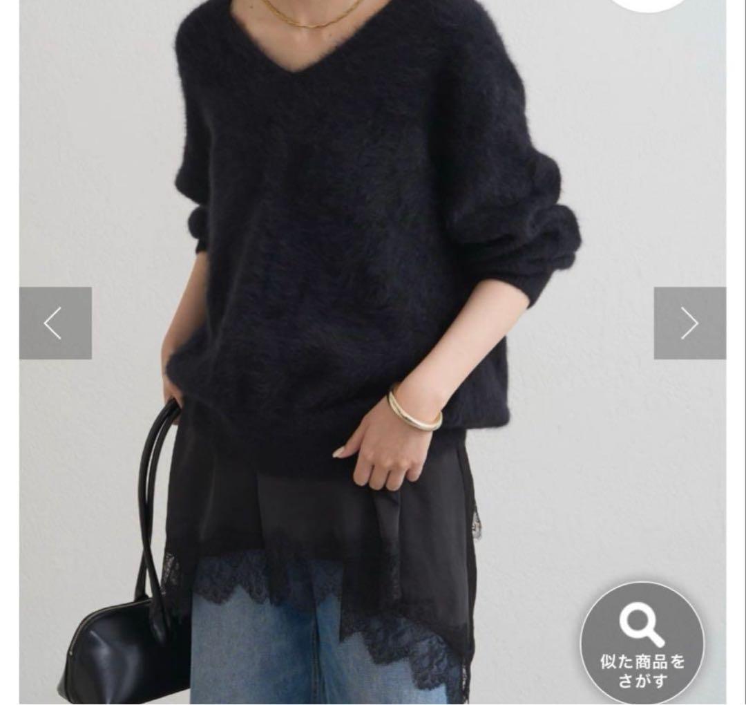 【ほぼ未使用】ラウンジドレス　レースキャミ　ブラック