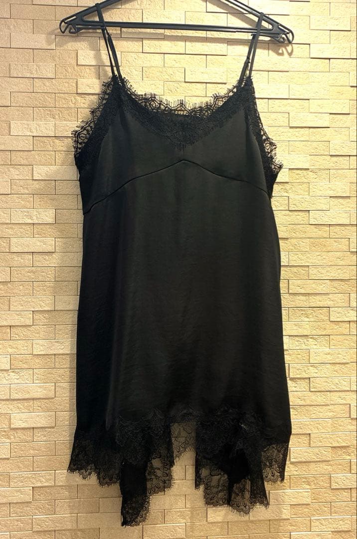 【ほぼ未使用】ラウンジドレス　レースキャミ　ブラック