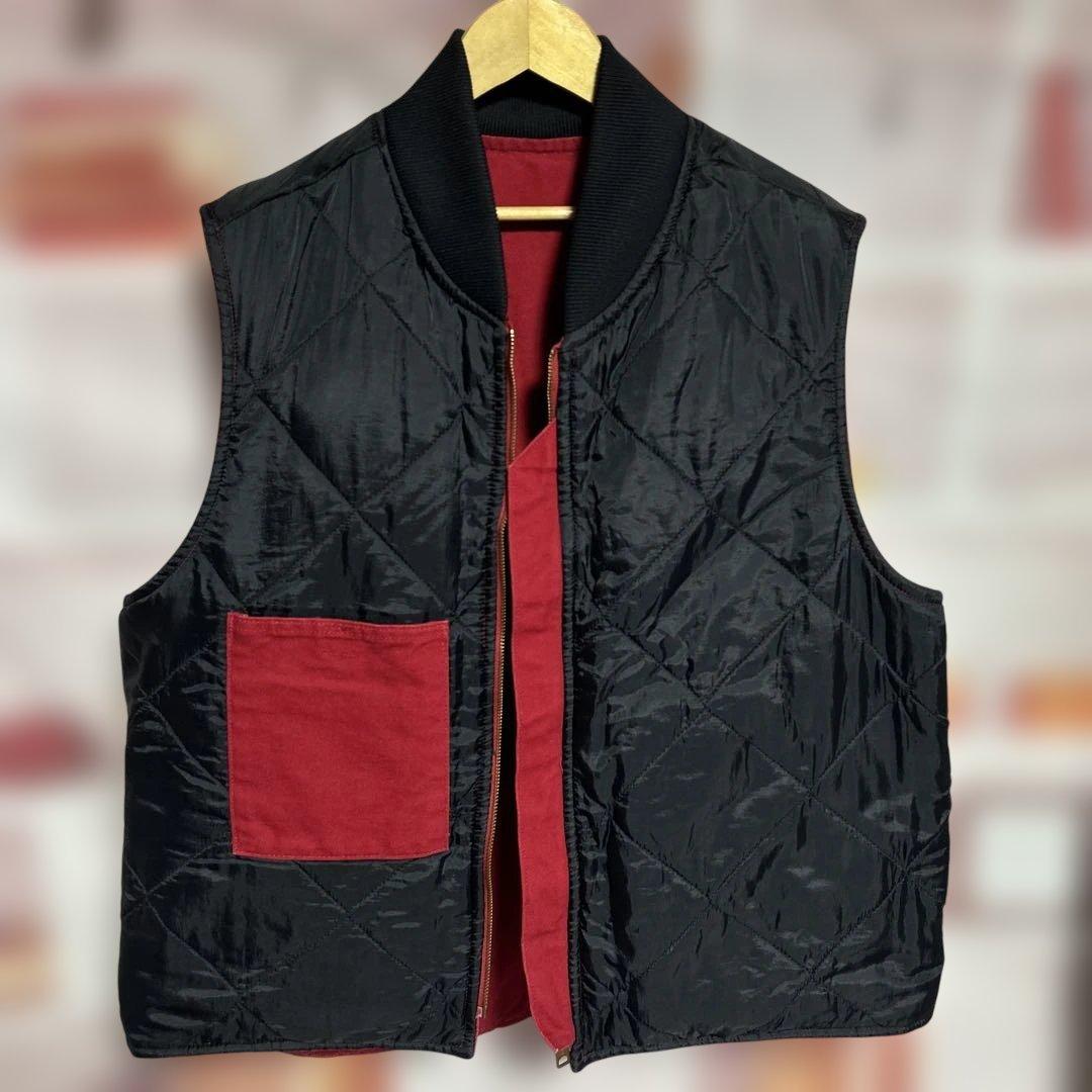 レア美品　Carhartt ダックベスト カーディナルレッドXL カレッジロゴ