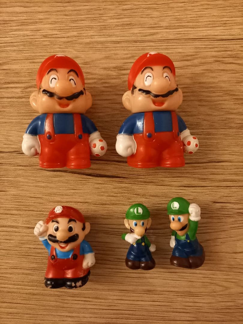 『希少レトロ』バンダイ　ハッスルマリオルイージー5体セット　ソフビ1986年食玩