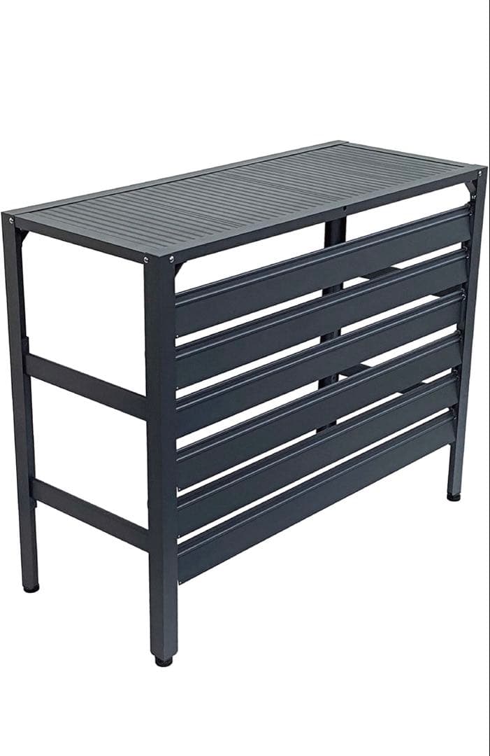 アルミ製 エアコン室外機カバー排気ルーバー方向可調整　Mダークグレー