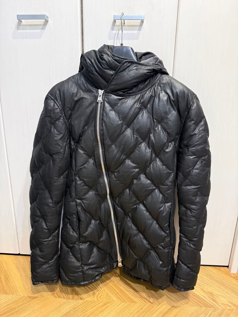 美品！バックラッシュカンガルーレザーキルティングフードダウン希少L