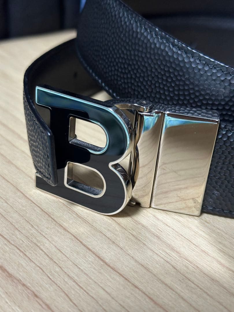 BALLY リバーシブル ベルト レザー Bロゴ ブラック