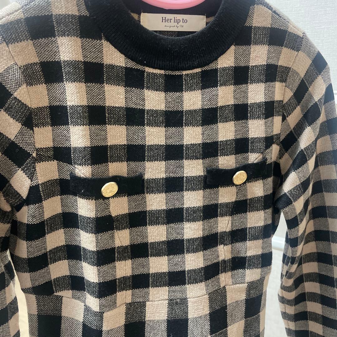 パンツ herliptoParisHighRiseJeans PlaidJacquard