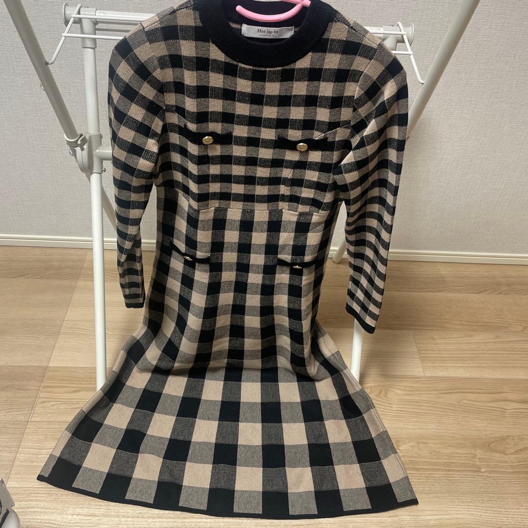 パンツ herliptoParisHighRiseJeans PlaidJacquard