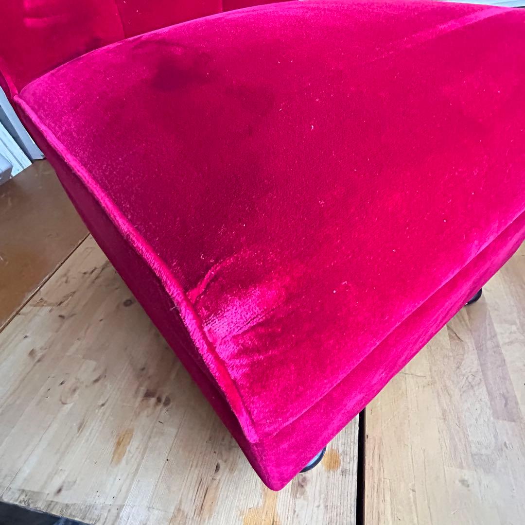 ベルベット　ビンテージ一人がけソファ　椅子　昭和レトロ　B