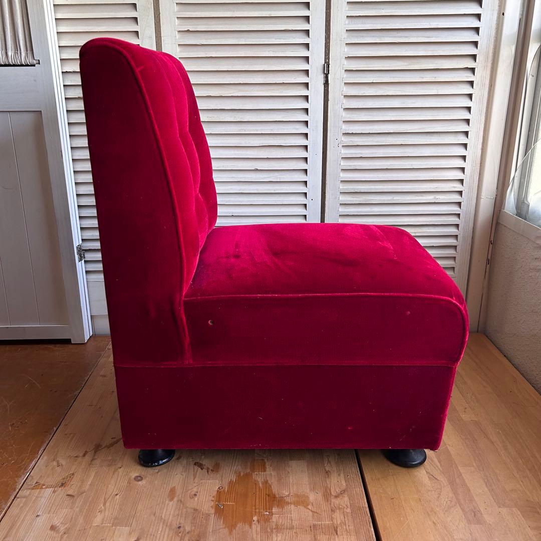 ベルベット　ビンテージ一人がけソファ　椅子　昭和レトロ　B