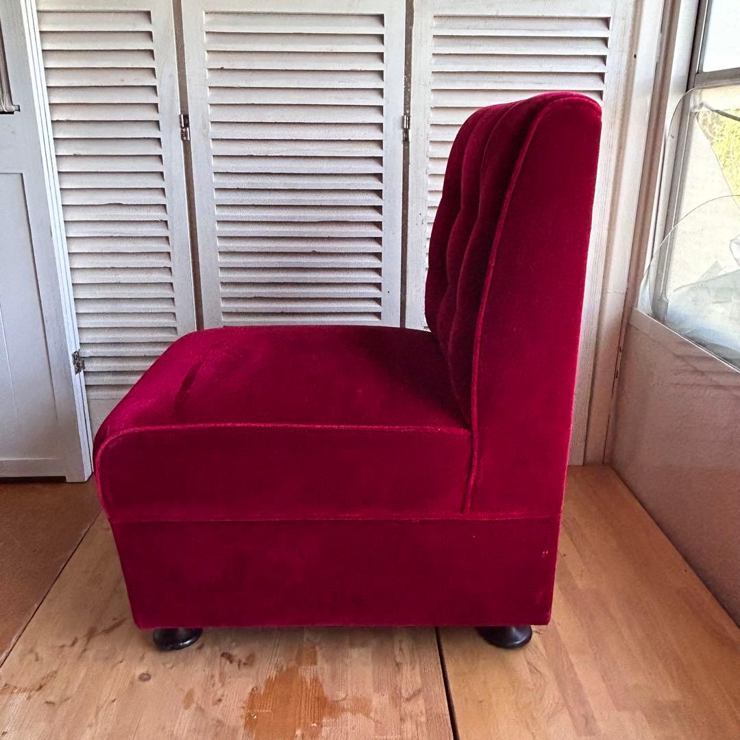 ベルベット　ビンテージ一人がけソファ　椅子　昭和レトロ　B