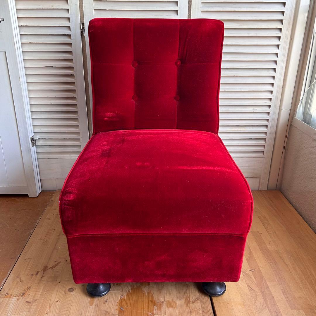 ベルベット　ビンテージ一人がけソファ　椅子　昭和レトロ　B
