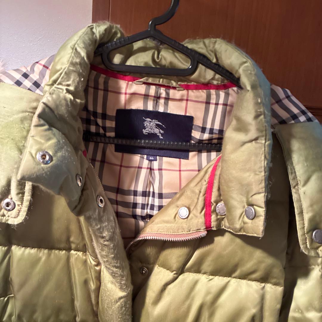 バーバリーロンドン　ダウンコート　46 カーキ　ゴールド　フォックスファー