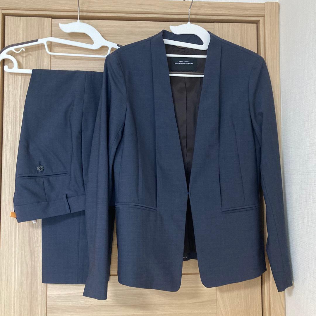 green label relaxingネイビーパンツスーツ38クリーニング済