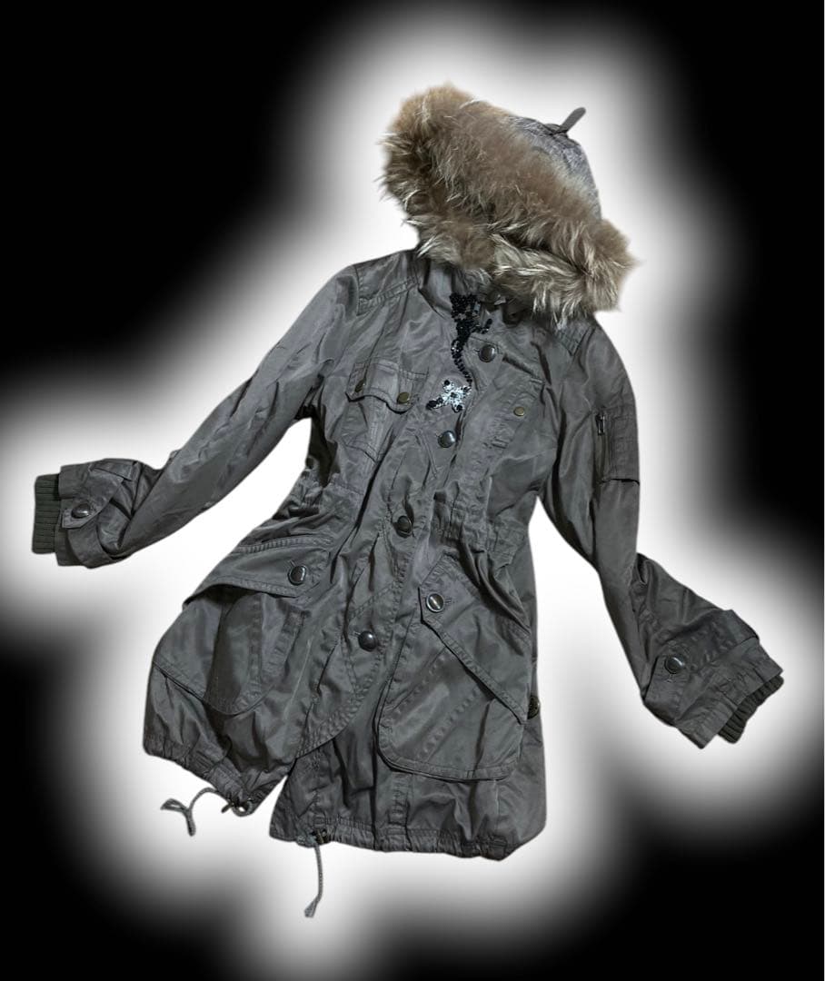 y2kモッズボアラビットファー00s平成ギャルフェアリーグランジロックミリタリー