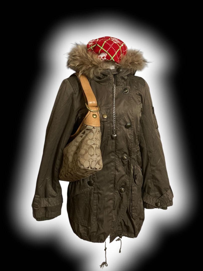 y2kモッズボアラビットファー00s平成ギャルフェアリーグランジロックミリタリー