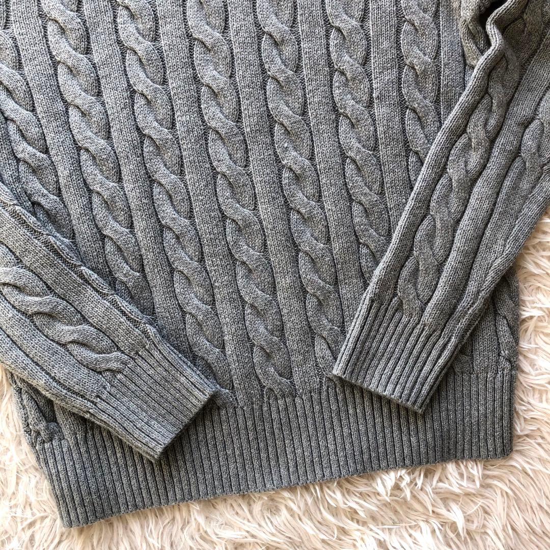 【2024年 極美品】ポロラルフローレン　ケーブルニットセーター　グレー　M 綿