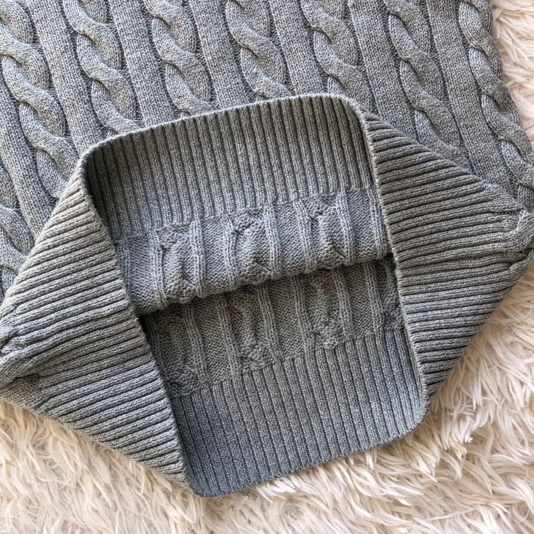 【2024年 極美品】ポロラルフローレン　ケーブルニットセーター　グレー　M 綿